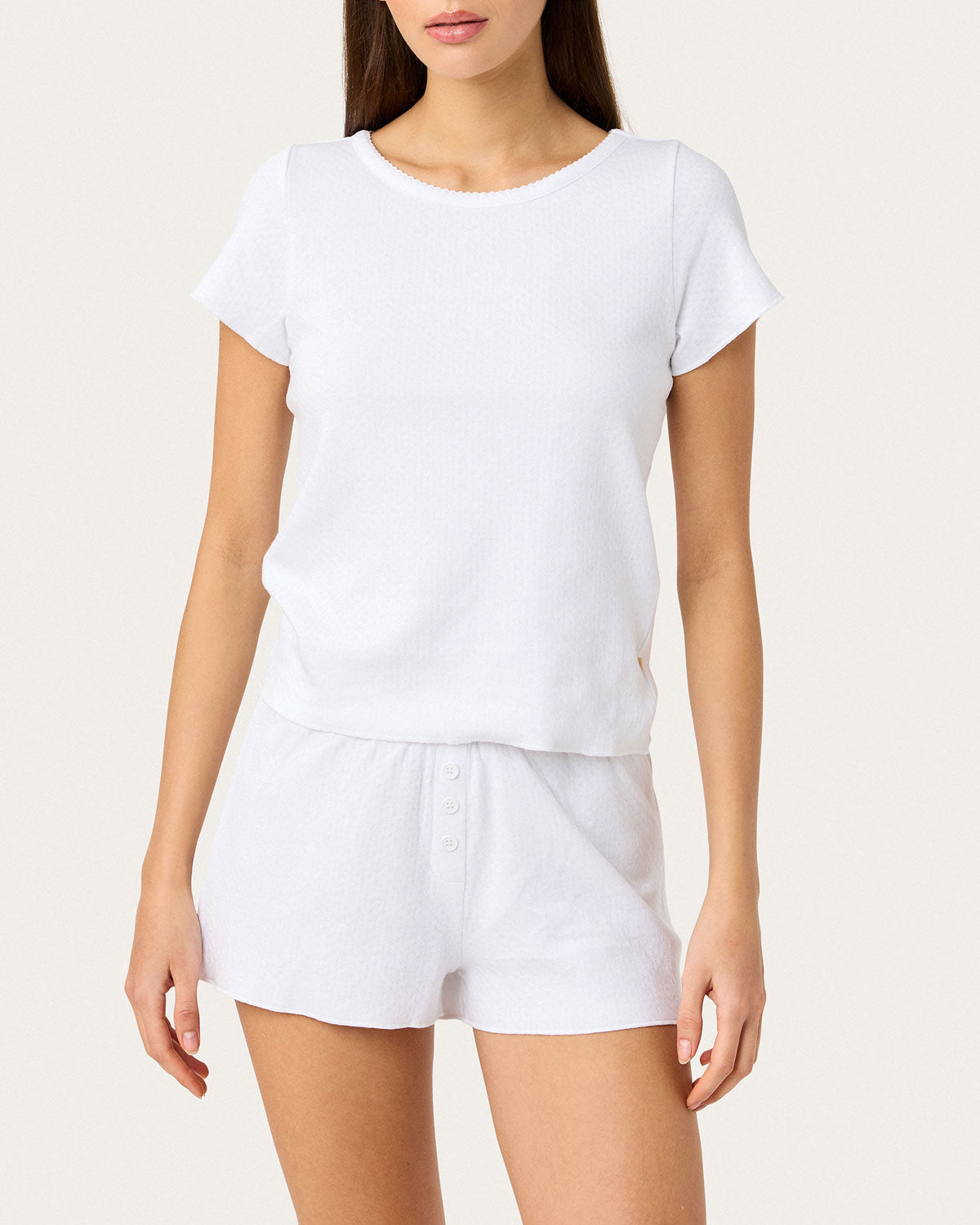 Baby Jean Tee in Chalk Pointelle