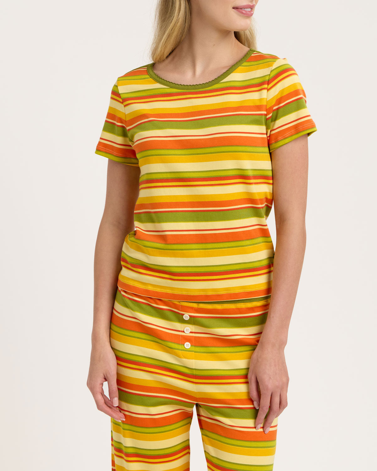 Baby Jean Long PJ Set in Autumn Stripe