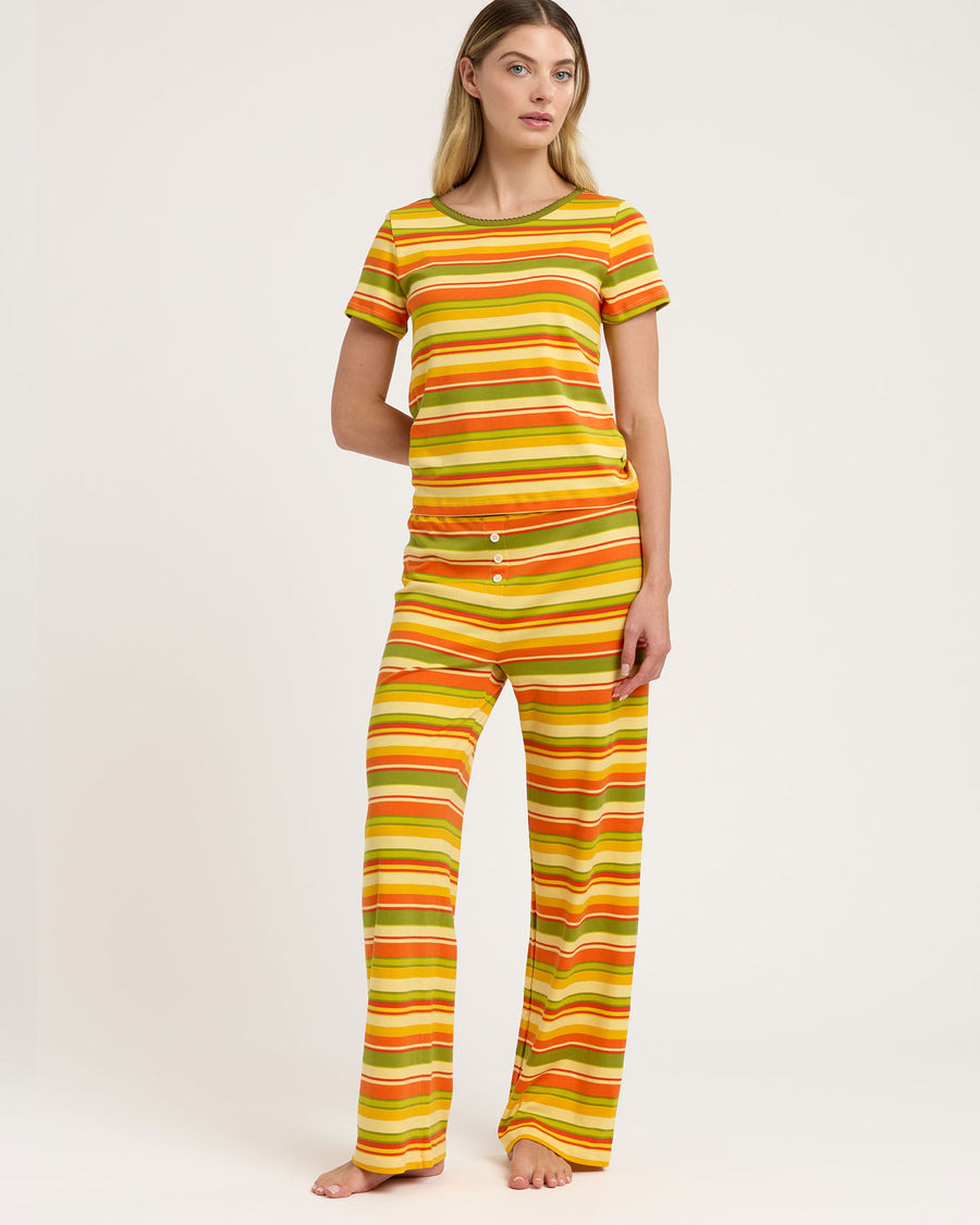 Baby Jean Long PJ Set in Autumn Stripe