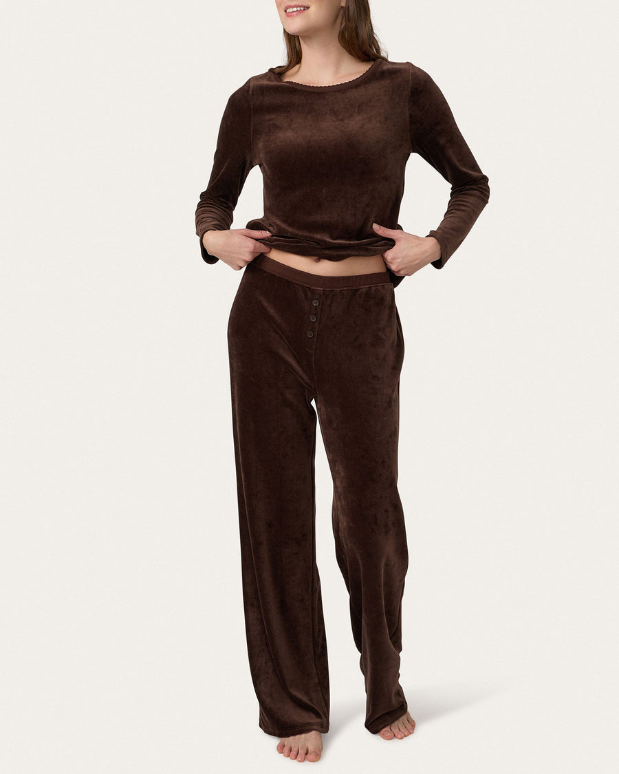 Ellie Lounge Set in Coffee Velour