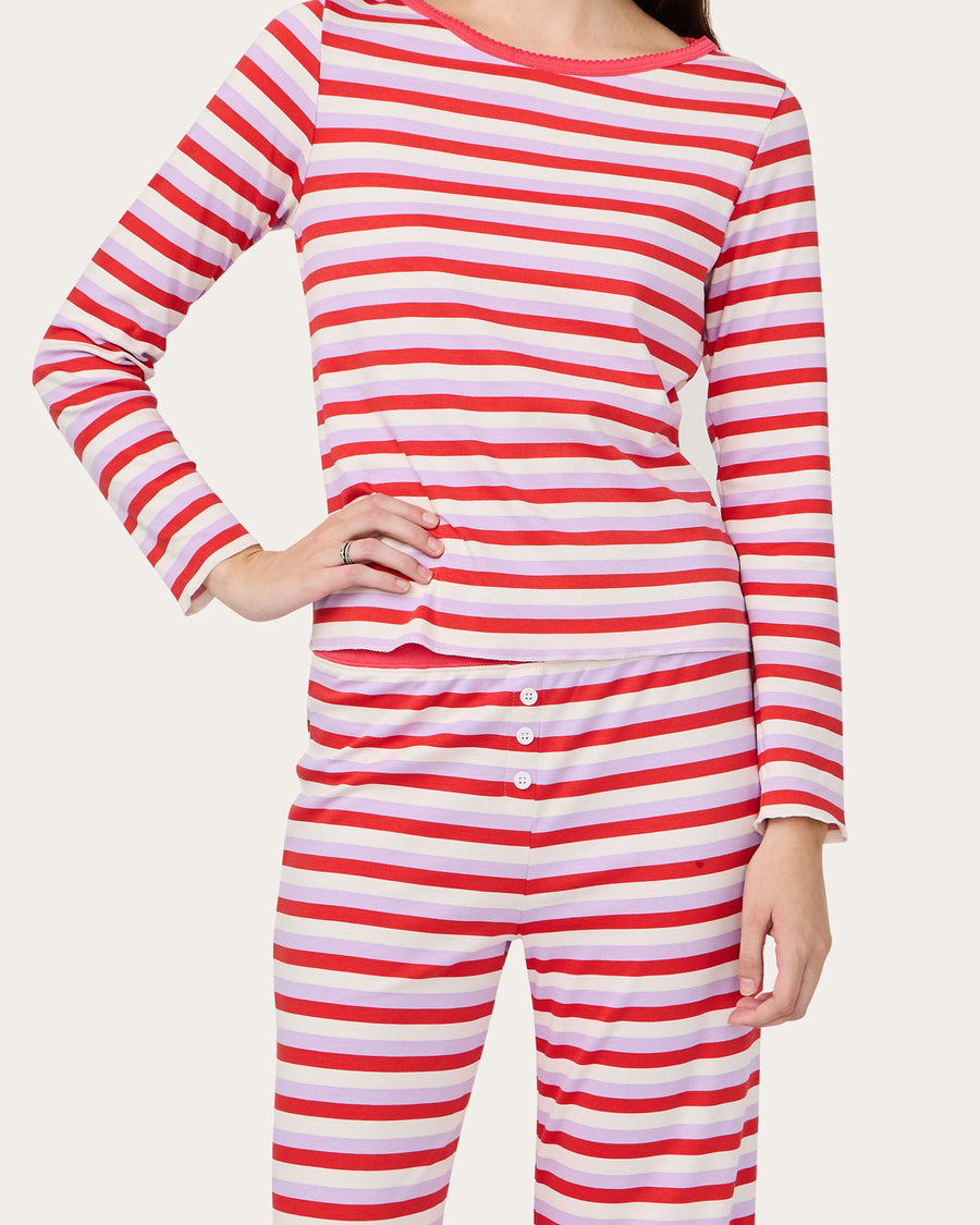 Ellie PJ Set in Poppy Stripe