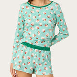 Ellie Shortie PJ Set in Santa Baby