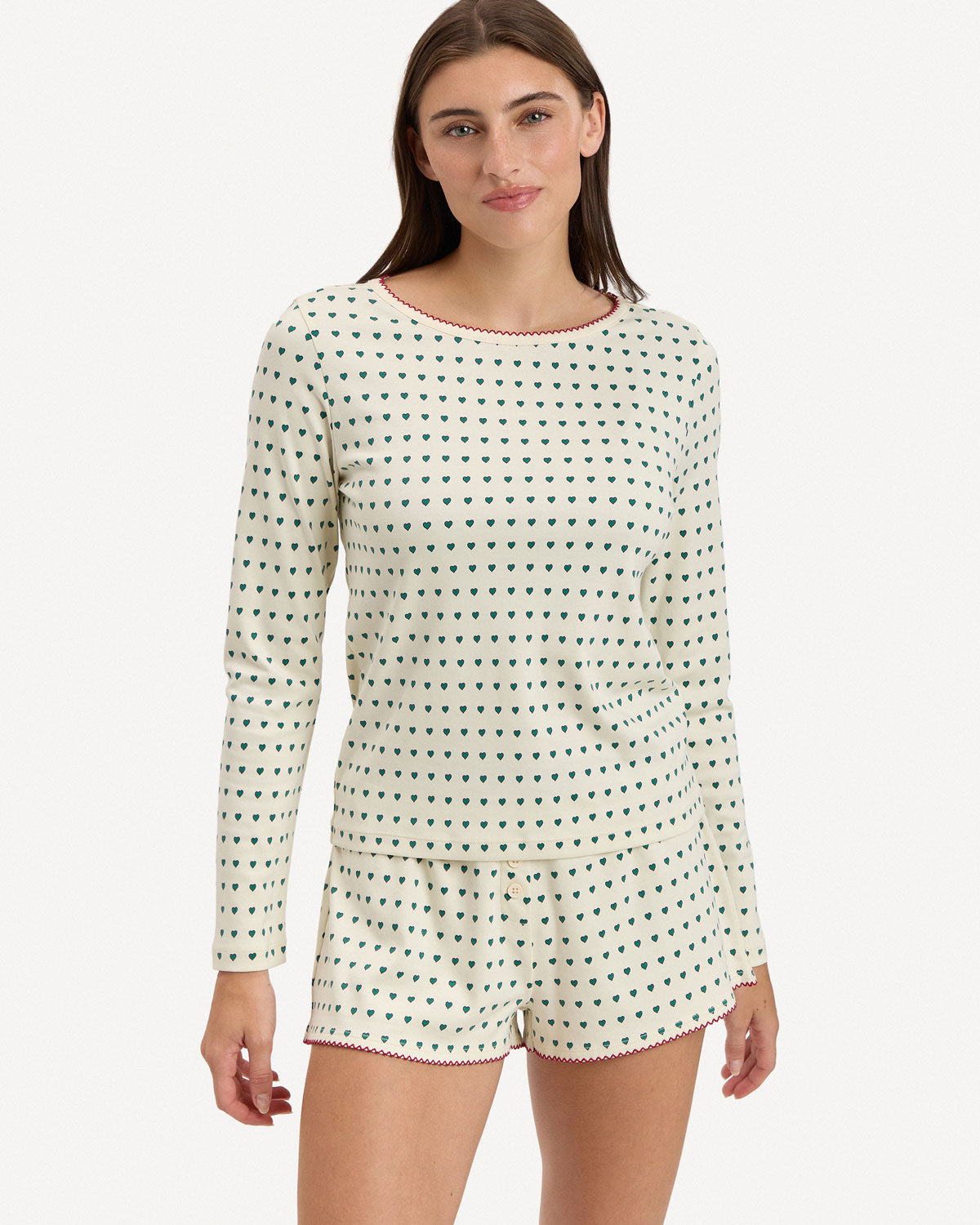 Ellie Shortie PJ Set in Floating Hearts