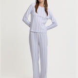 Brunch Long PJ Set in Cloudy Stripe