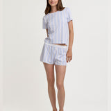 Brunch Shortie PJ Set in Cloudy Stripe
